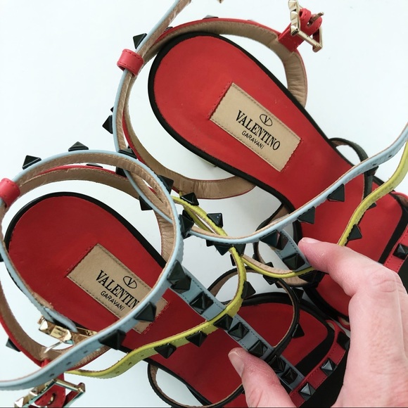 Valentino NIB Rock Stud T-Strap Sandals Abo 36.5 - Picture 10 of 14